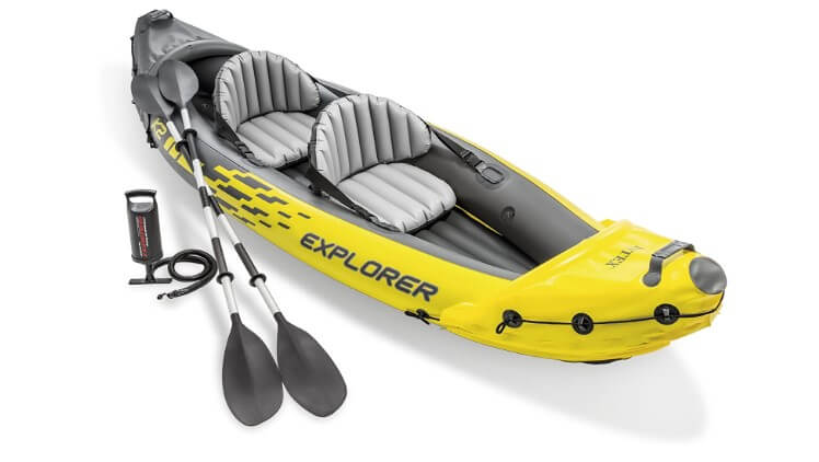 Intex Explorer K2 Kayak ชุดเรือคายัคเป่าลม 2 คนพร้อมพายอลูมิเนียมและปั๊มลมกำลังสูง